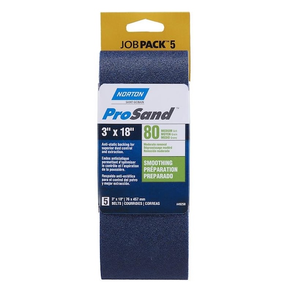 Norton Abrasives Coated, 3 in W, 18 in L, 80 Grit, Coarse, Zirconia Alumina 07660749258 - main